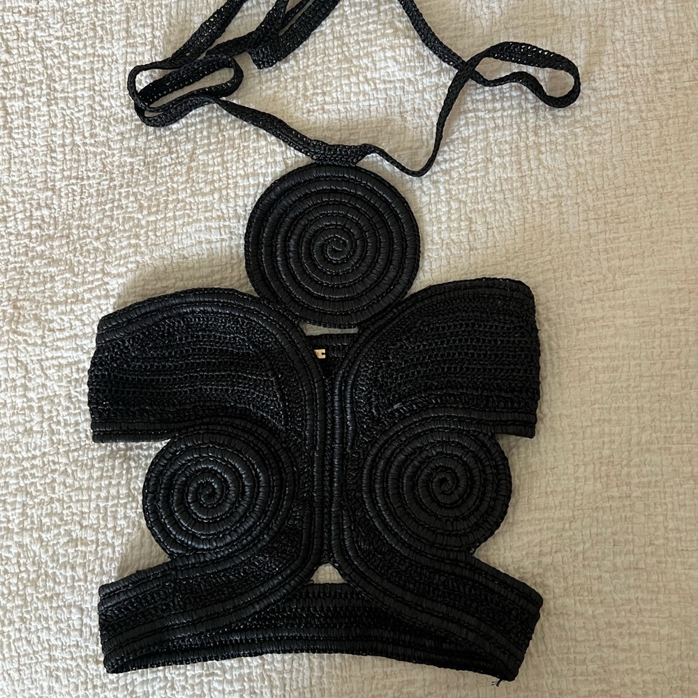 Cult Gaia Black Spiral Crop Top